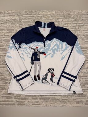 Krimson Klover Bernie Base Layer Women’s Large 1/4 Zip Dog Mountain Hike Ski